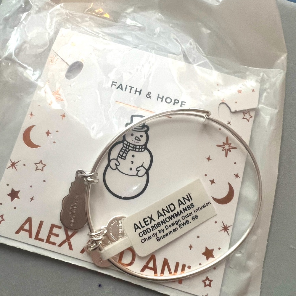 Brand New Alex and Ani Christmas Snowman Bracelet